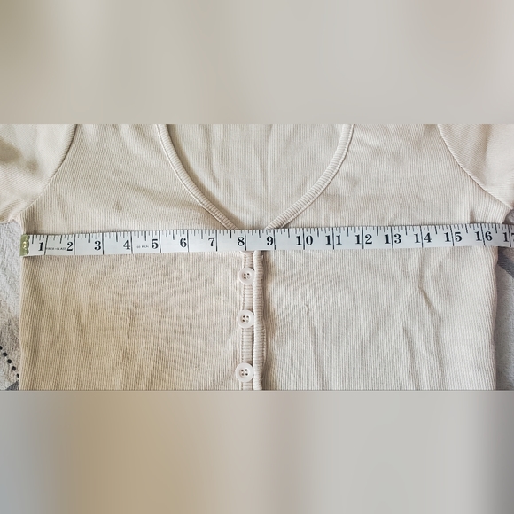 DAISY STREET RIBBED BEIGE CARDIGAN CROP TOP - Picture 5 of 9